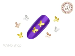 Mini Textured Butterfly Nail Metal Charm - 2 pcs