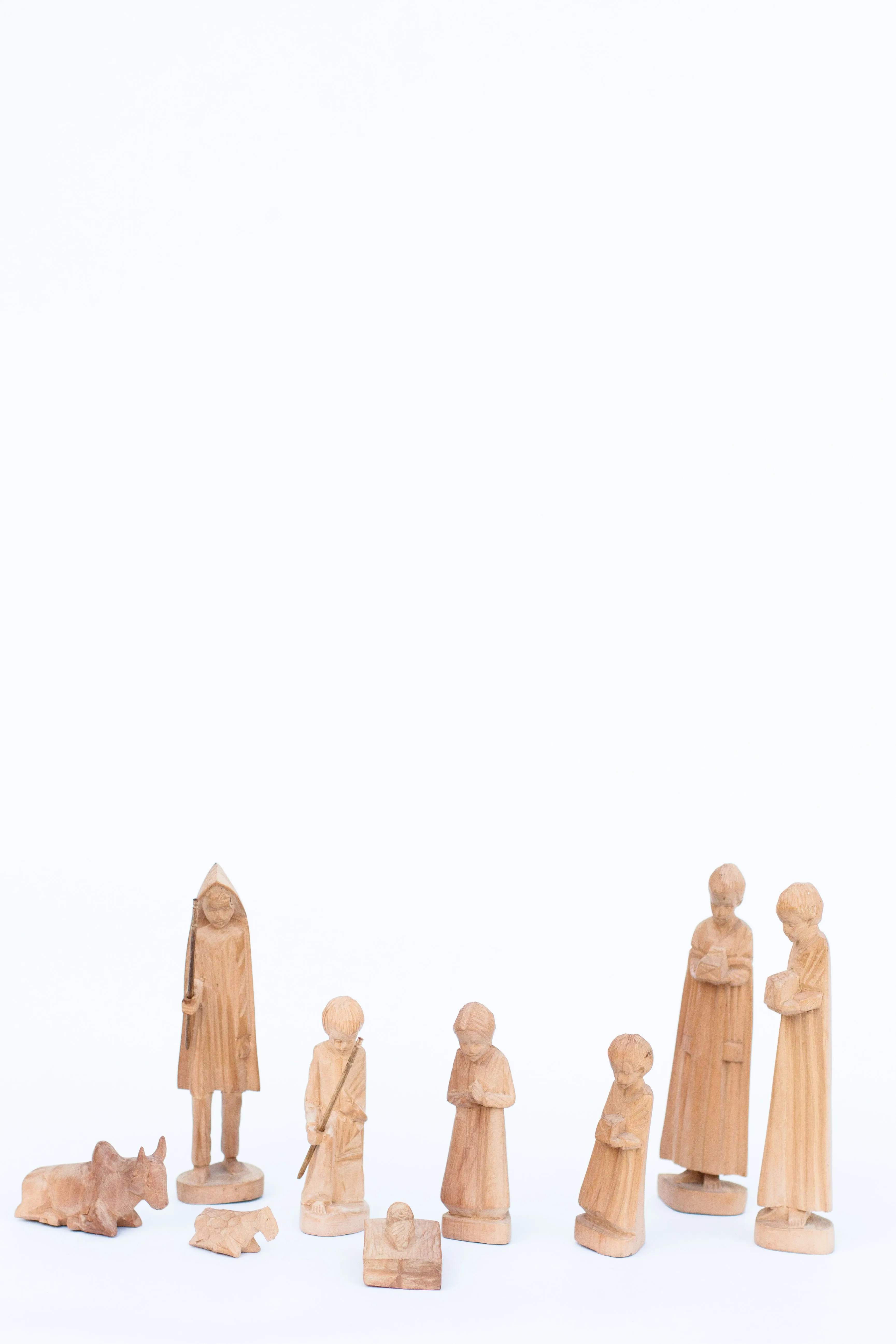 Miniature Hand-Carved Fanazava Wood Nativity, 9-Piece