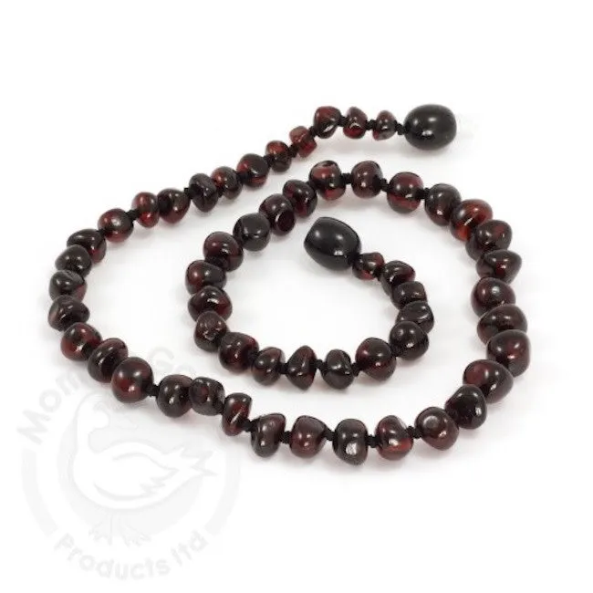 momma goose dark cherry amber baby necklace