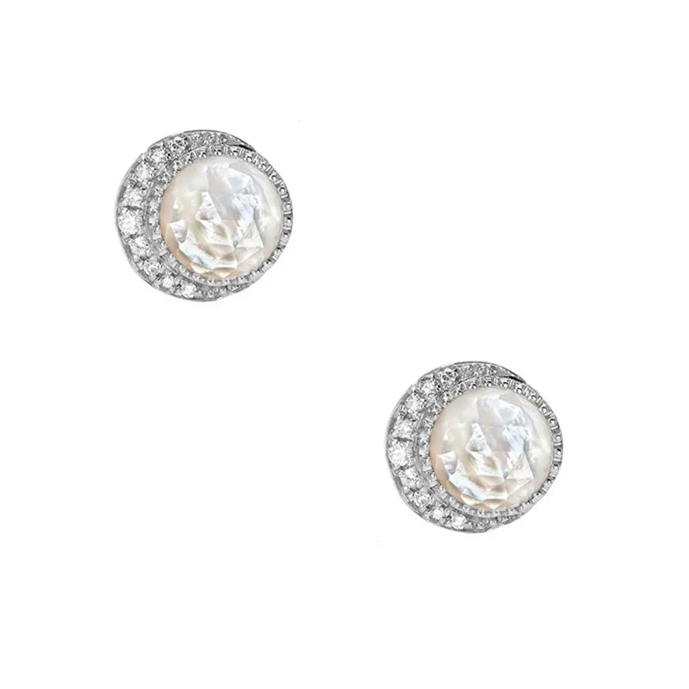 Moon Phase Mother of Pearl Post Earrings