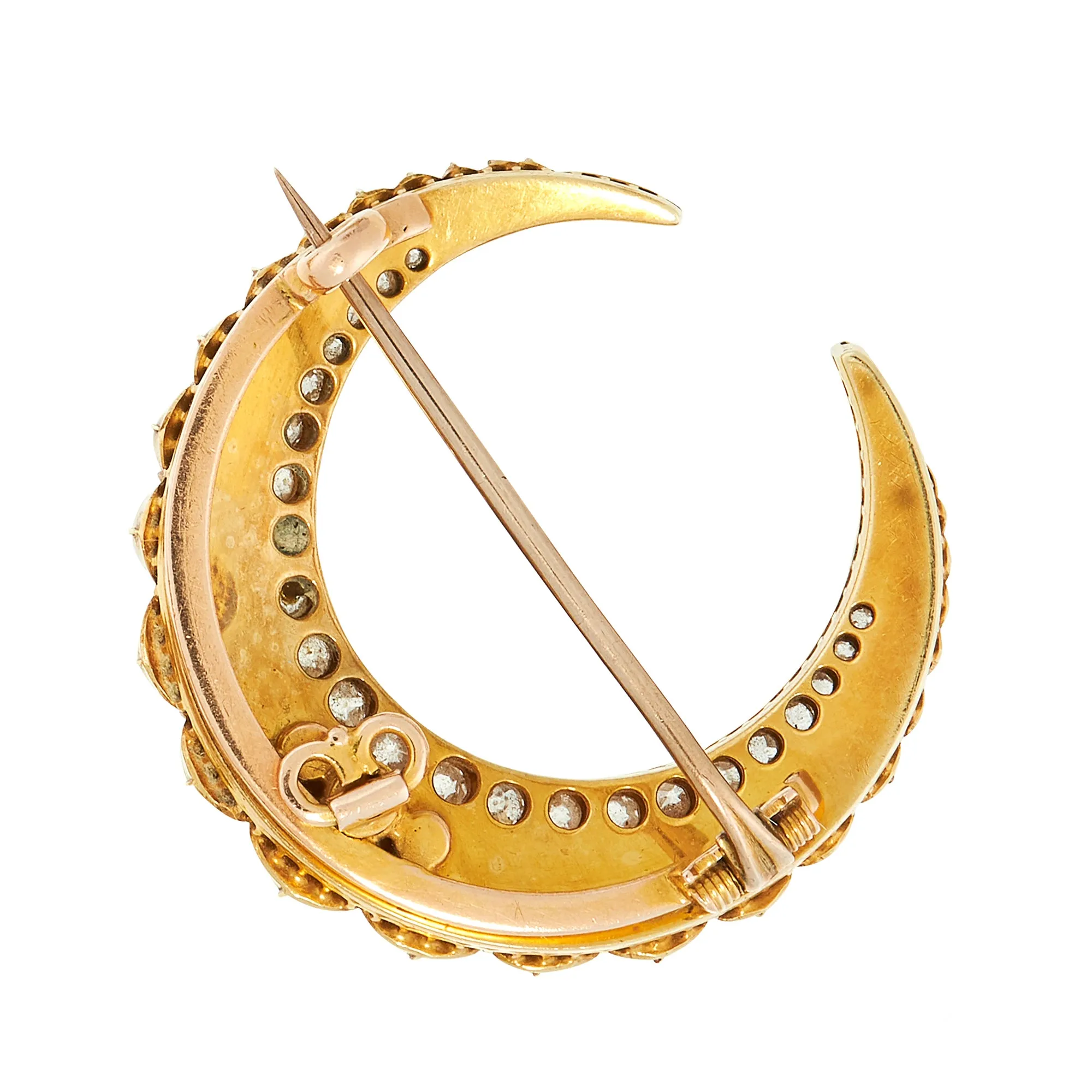 *NEW* Victorian Pearl and Diamond Crescent Moon Brooch