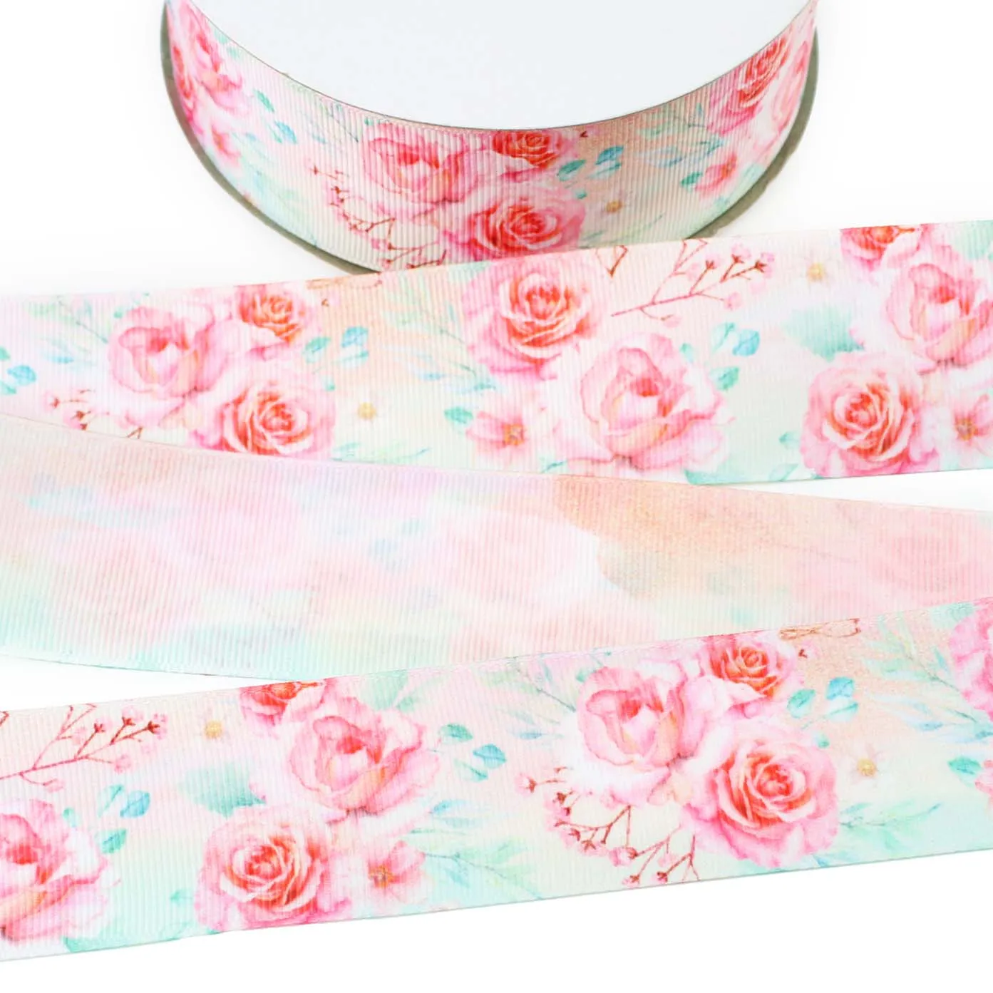 Pastel Spring Roses Grosgrain Ribbon