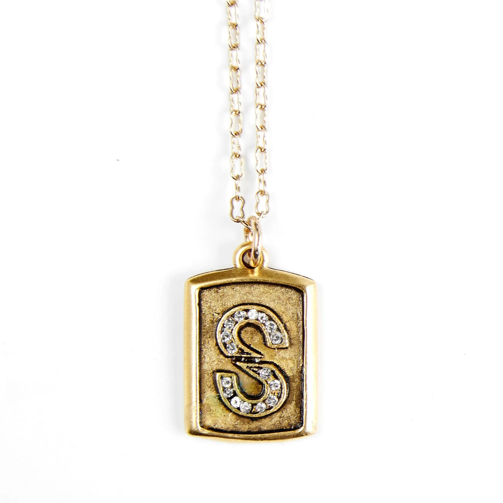 Pavé  Block Initial Necklace