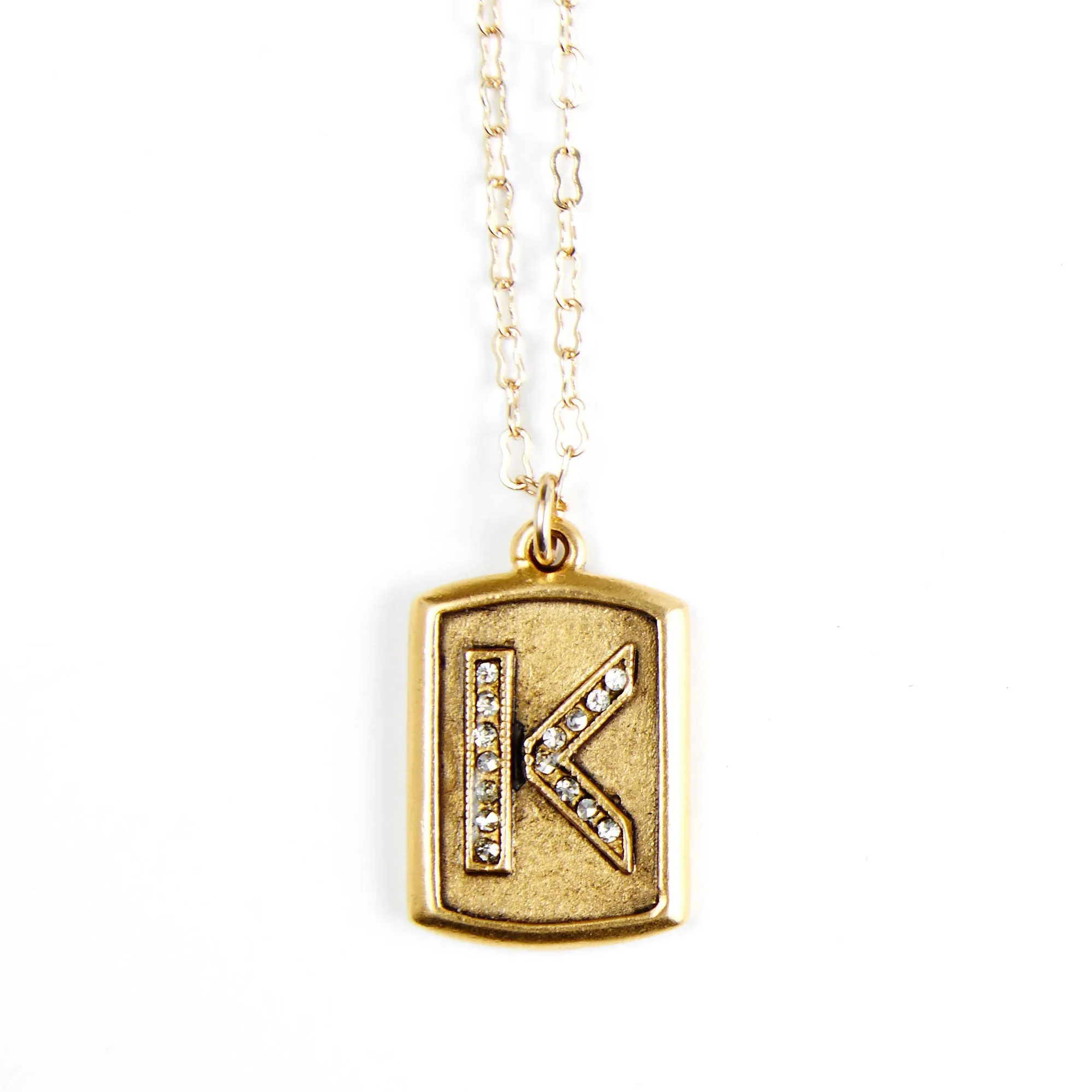 Pavé  Block Initial Necklace