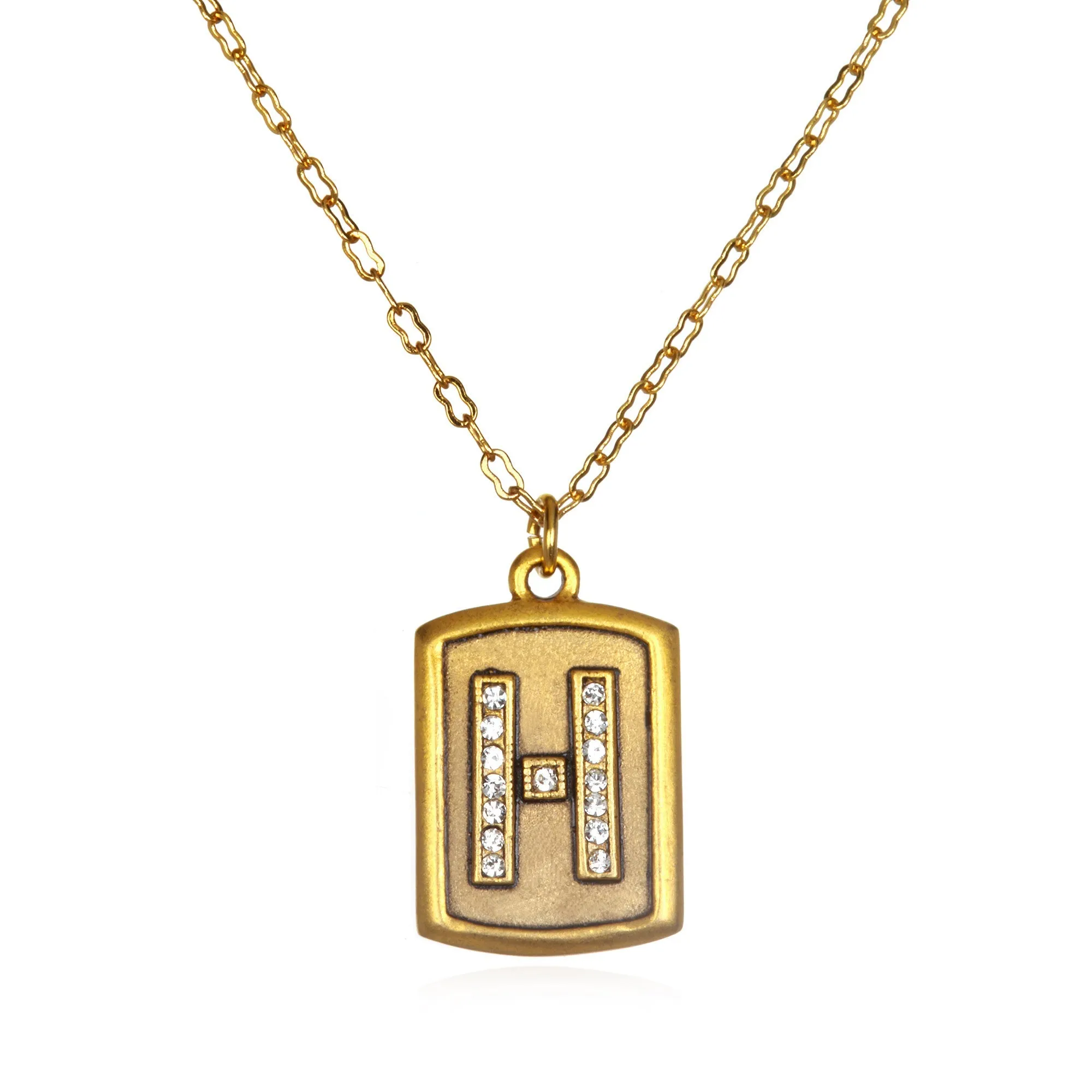 Pavé  Block Initial Necklace