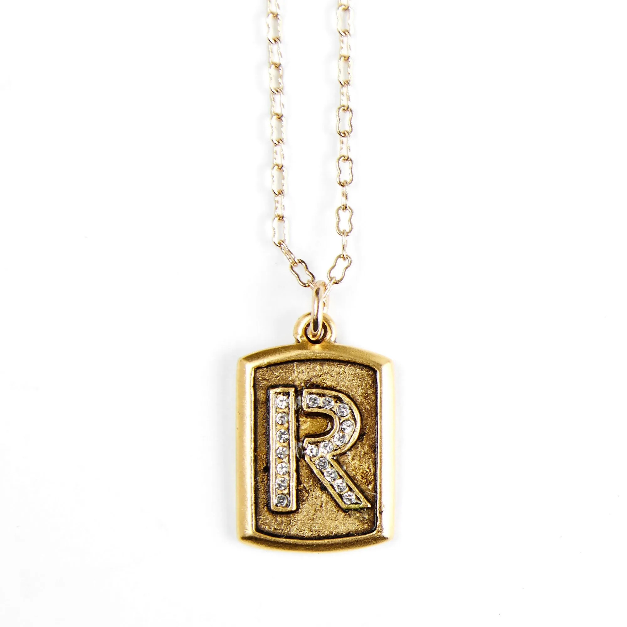 Pavé  Block Initial Necklace