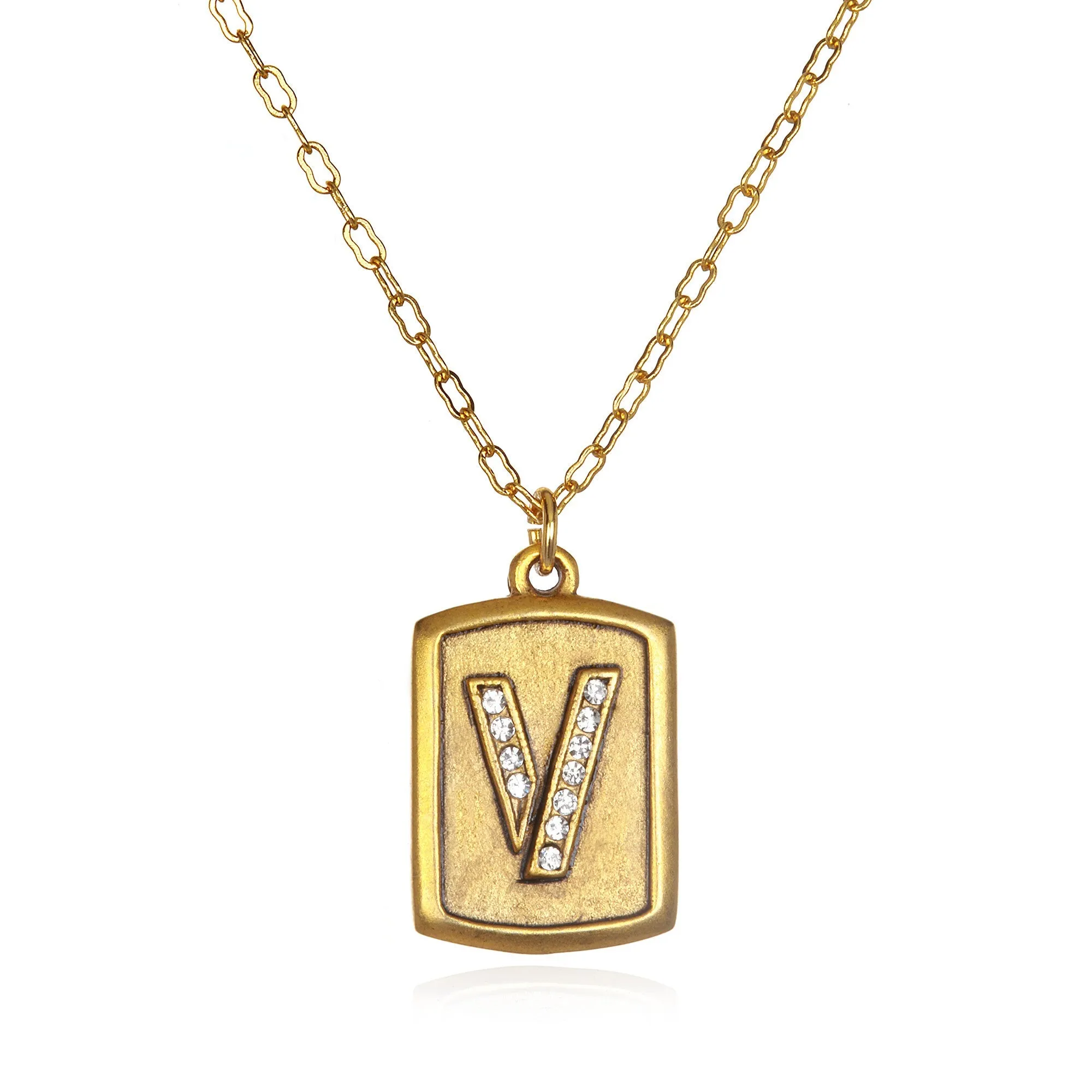 Pavé  Block Initial Necklace