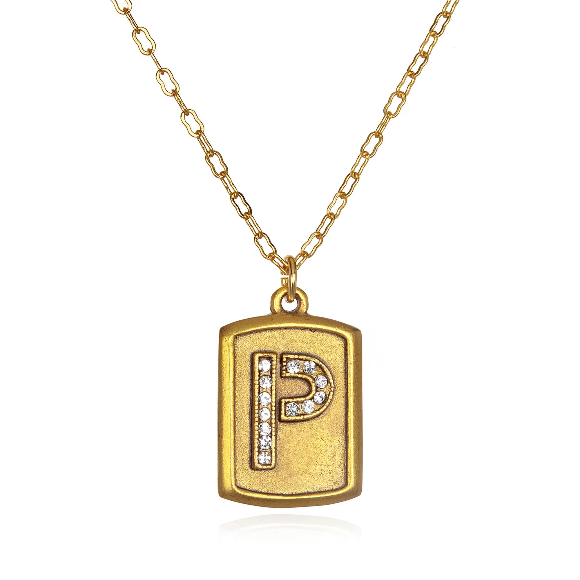 Pavé  Block Initial Necklace