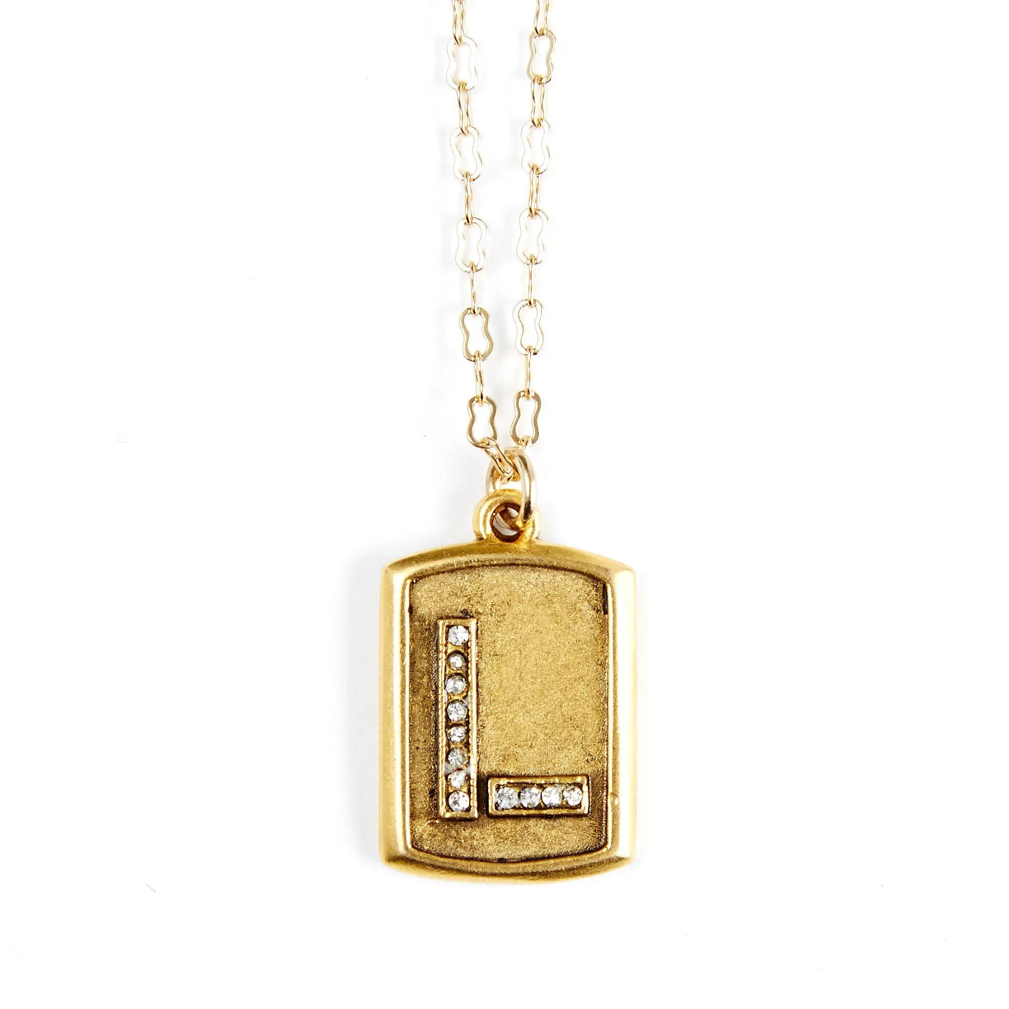 Pavé  Block Initial Necklace