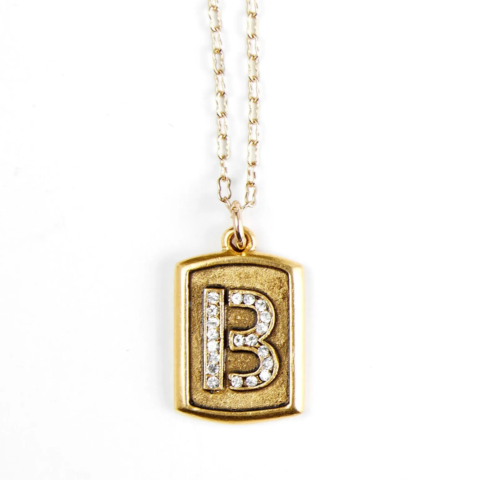 Pavé  Block Initial Necklace