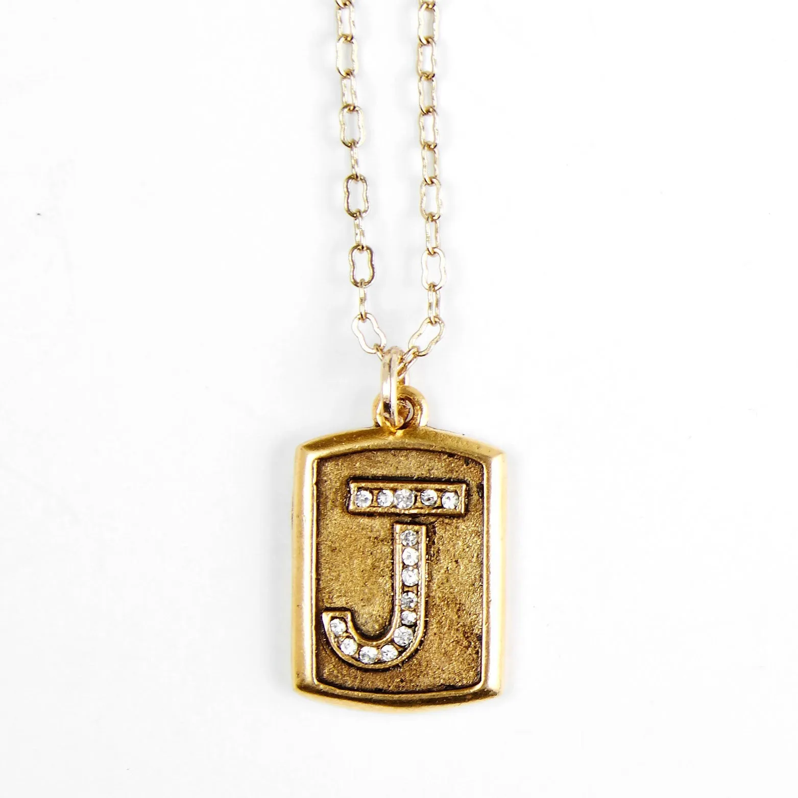 Pavé  Block Initial Necklace