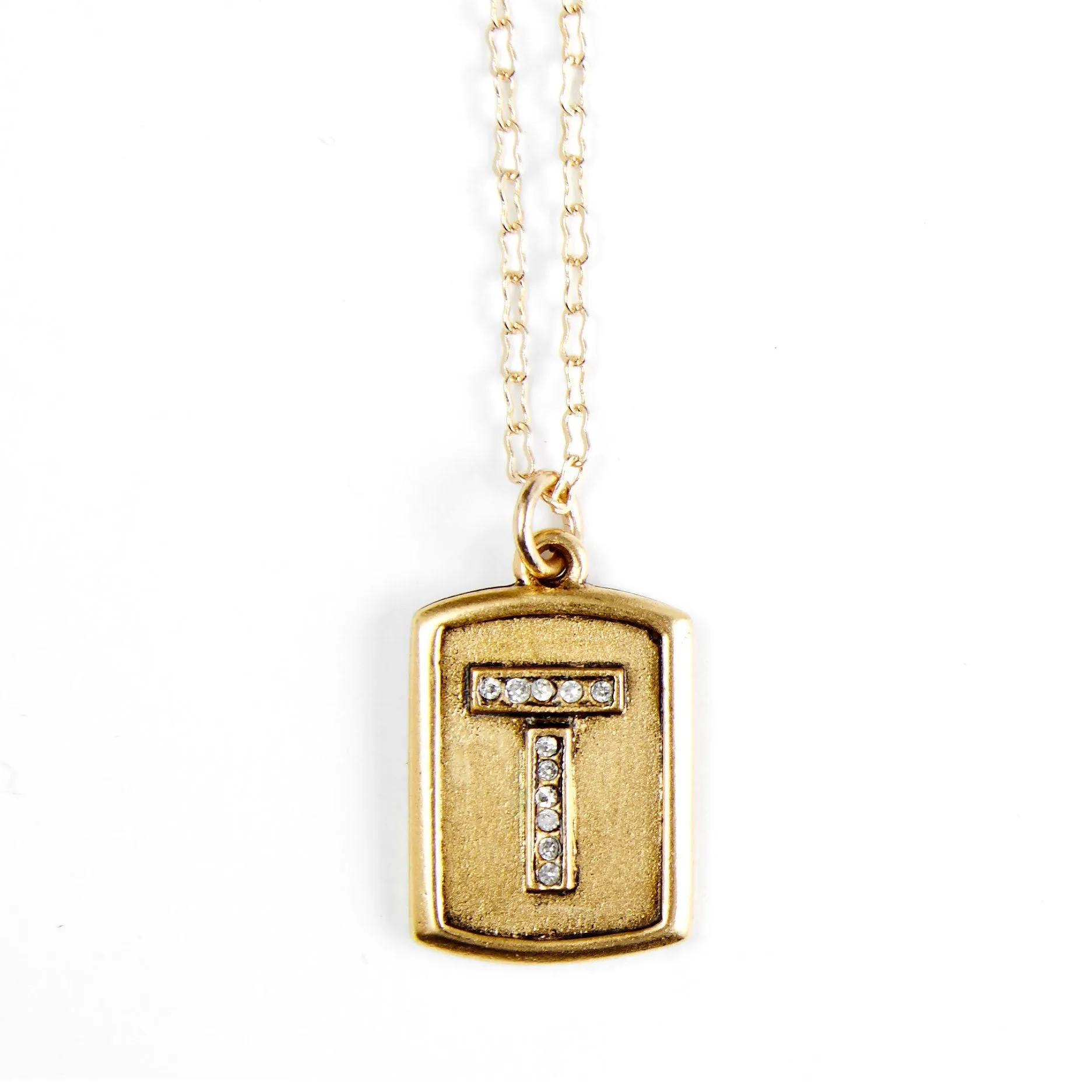 Pavé  Block Initial Necklace