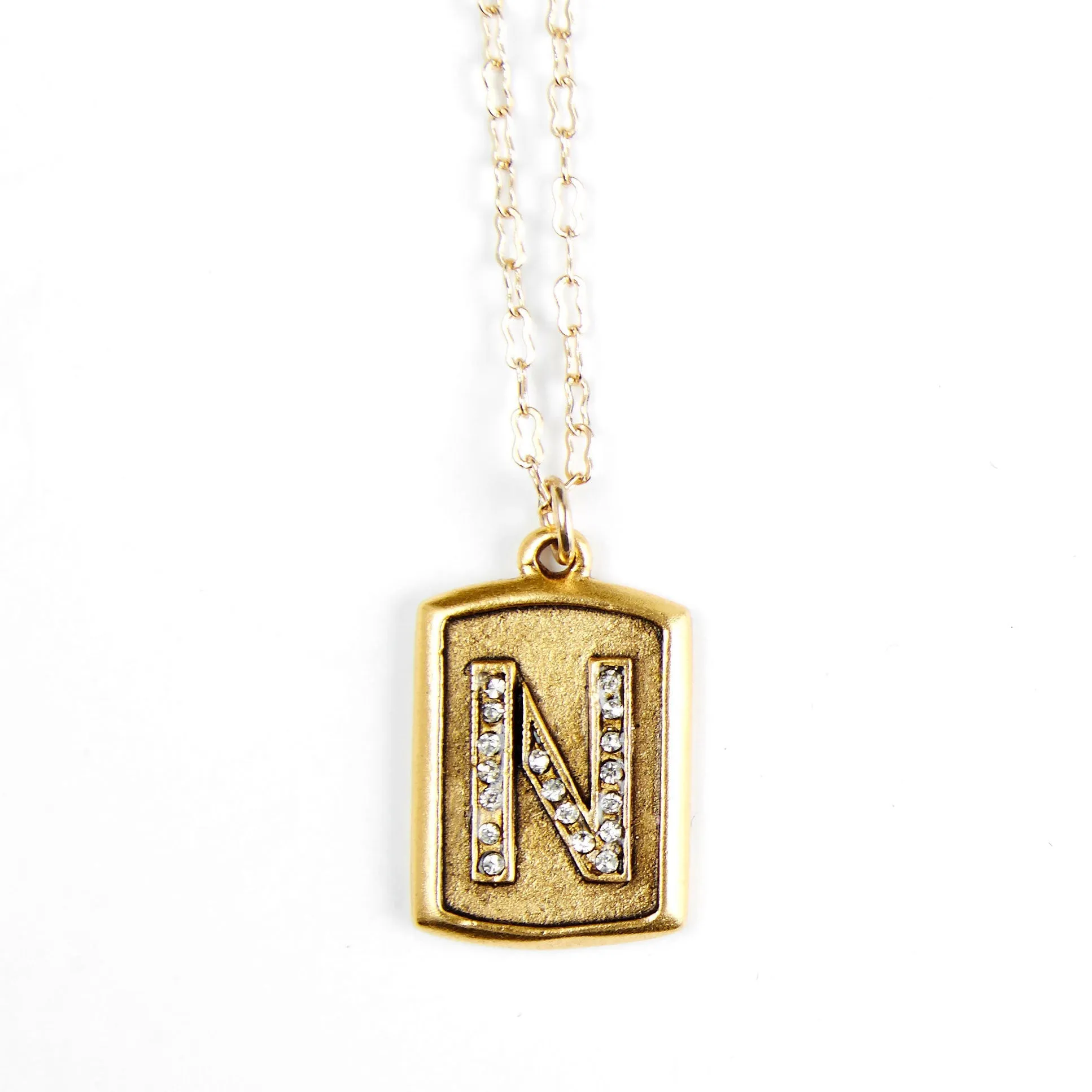 Pavé  Block Initial Necklace