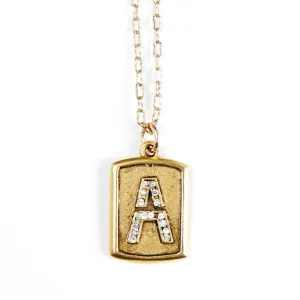 Pavé  Block Initial Necklace