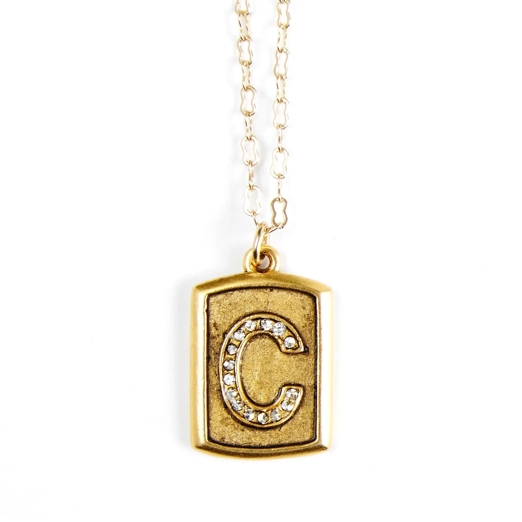 Pavé  Block Initial Necklace