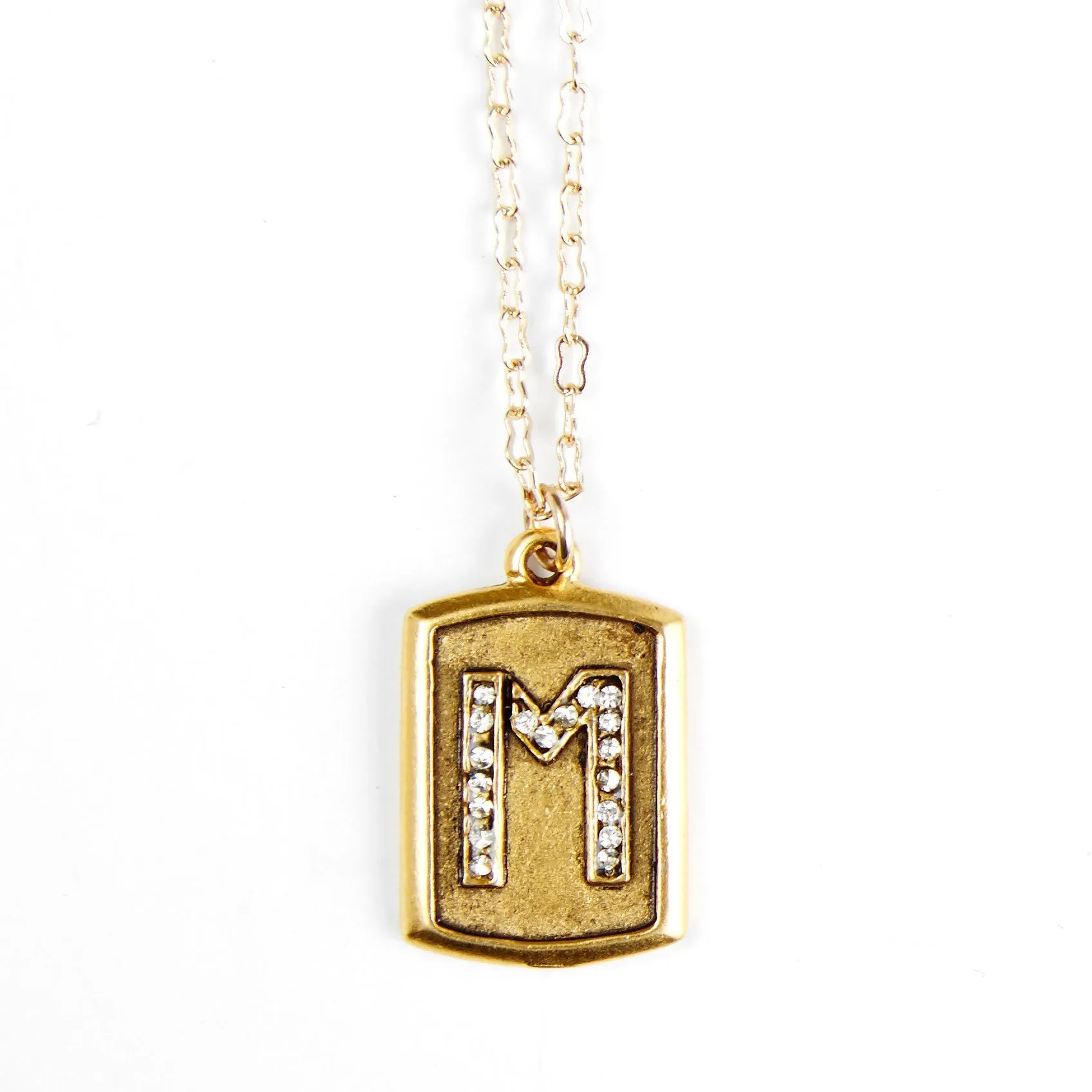 Pavé  Block Initial Necklace