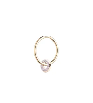 Pave Side Heart Beat : Medium Hoop Earring