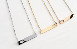 Personalized Bar Heart Necklace