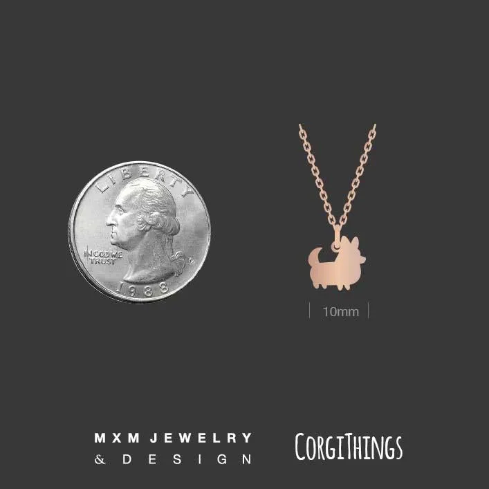 PREORDER: Corgi Things Necklace | Corgi With Tail | Rose GoldFilled