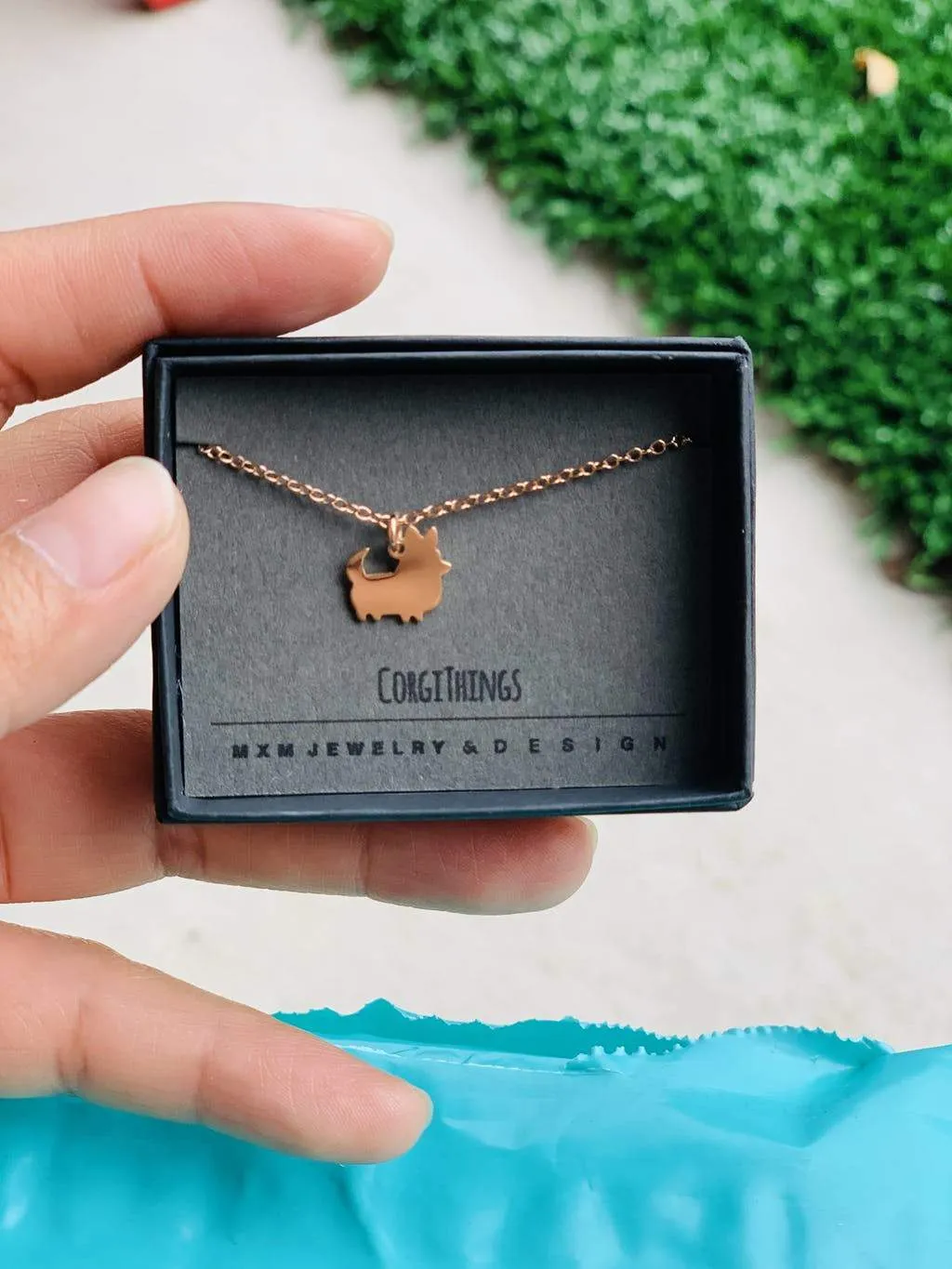 PREORDER: Corgi Things Necklace | Corgi With Tail | Rose GoldFilled