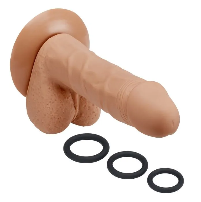 Pro Sensual Premium Silicone Dong With 3 C Rings Tan 6 "