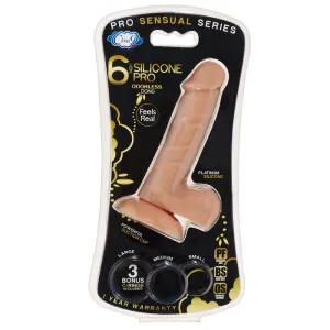 Pro Sensual Premium Silicone Dong With 3 C Rings Tan 6 "