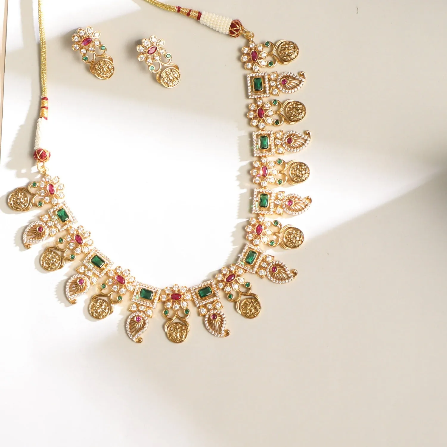 Ram Parivaar Kempu Necklace Set