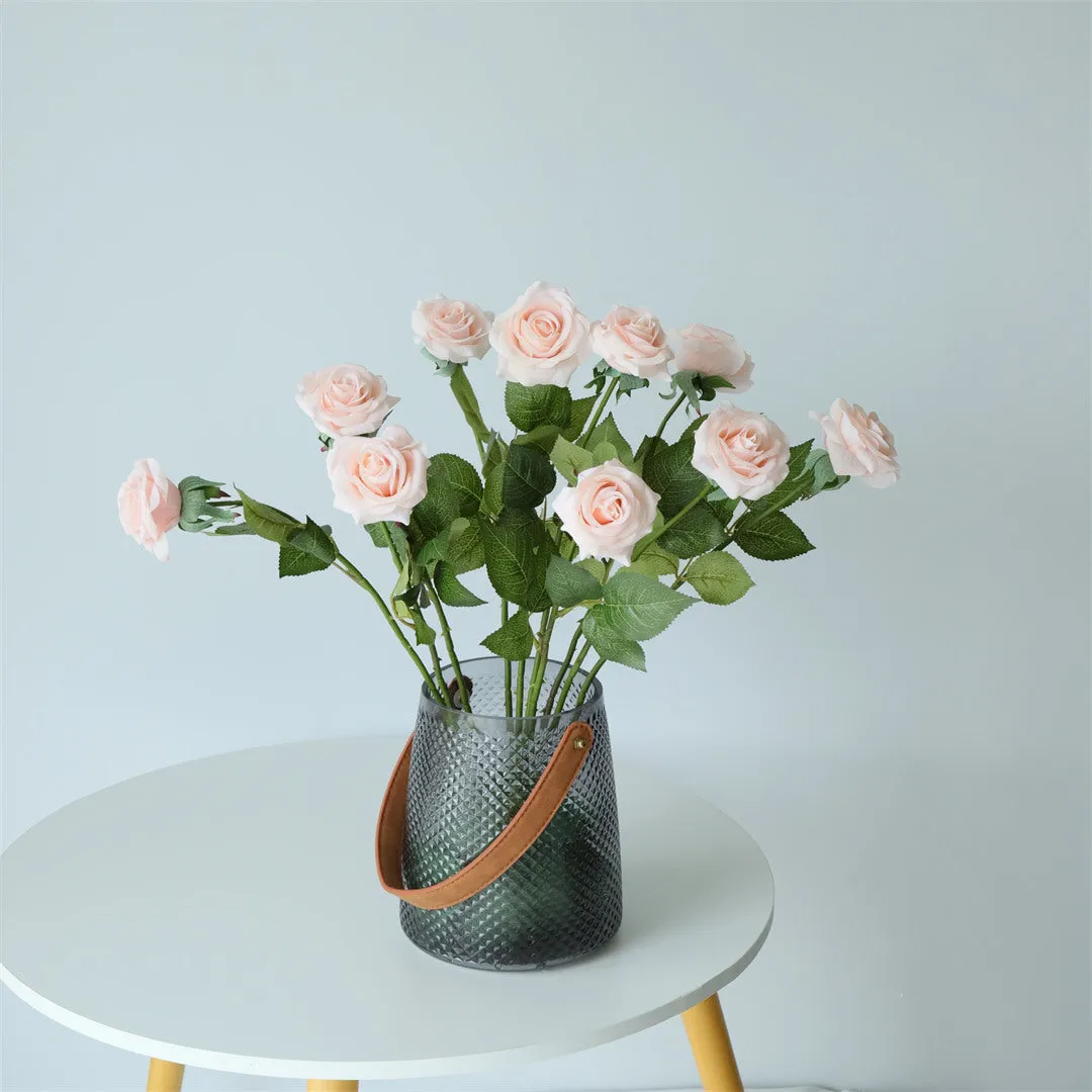 Realistic Blush Pink Roses Real Touch Flowers 10pcs