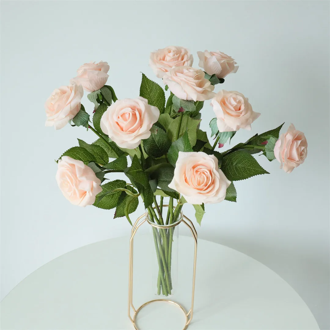 Realistic Blush Pink Roses Real Touch Flowers 10pcs