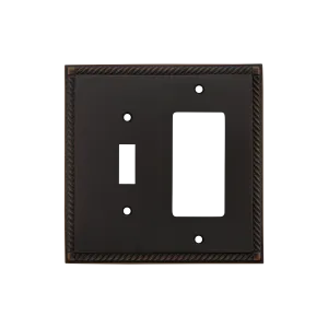 Rope Switch Plate with Toggle and Rocker in Timeless Bronze