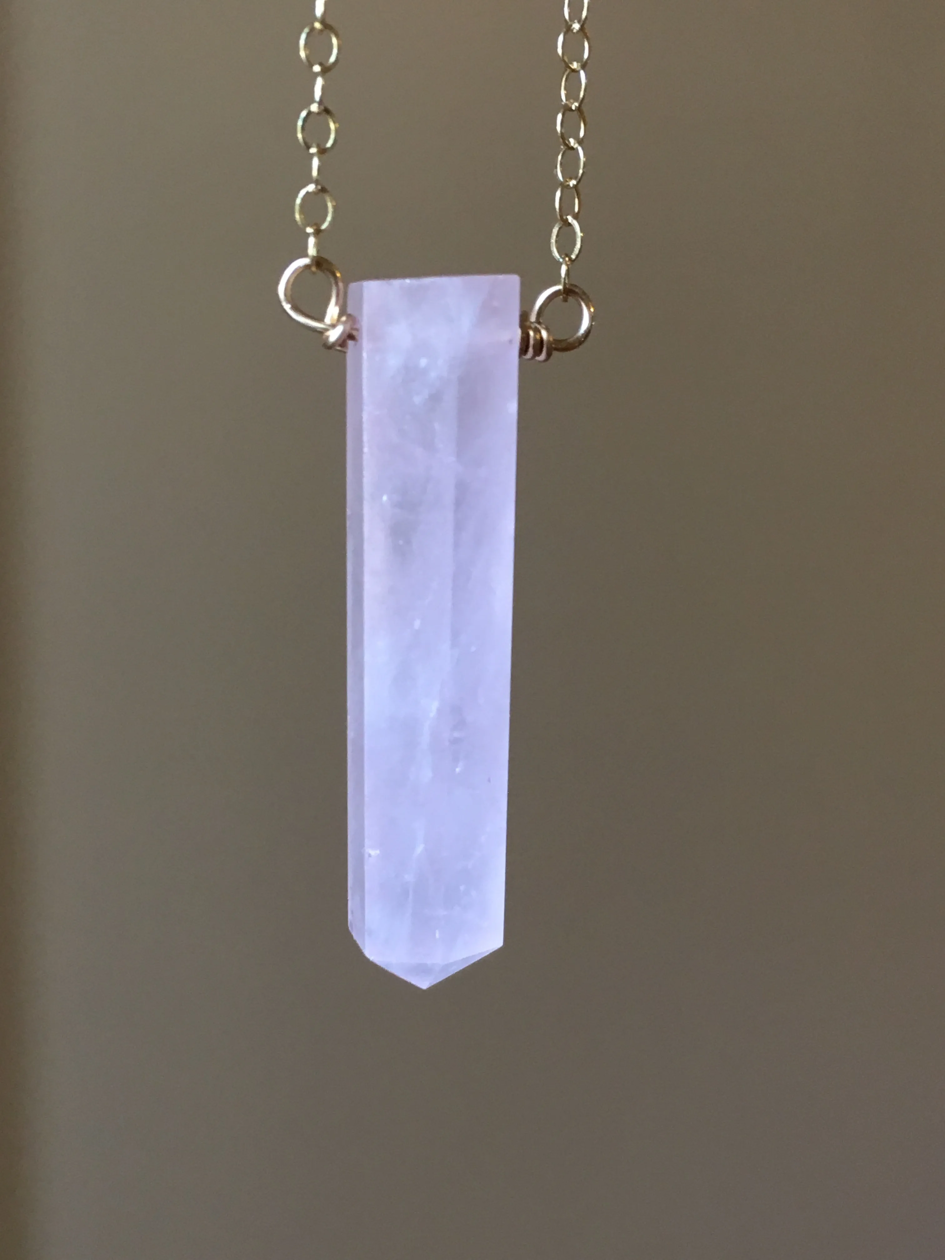 Rose Quartz Crystal Point  Healing Necklace Silver or Gold Filled