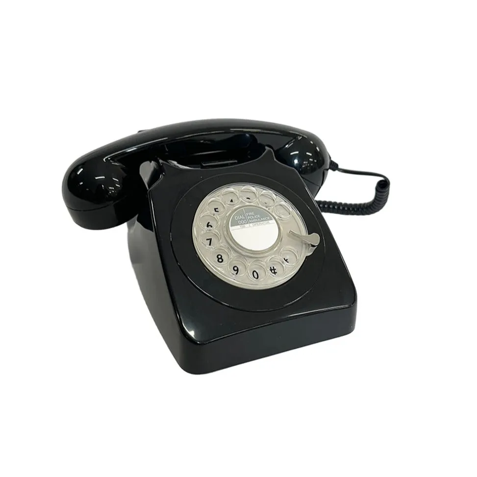 Rotary Style Dial Vintage Styling Prop Phone - Pitch Black