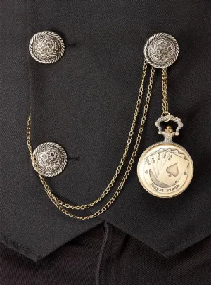 Royal Flush Gold Metal 20s Fob Pocket Watch