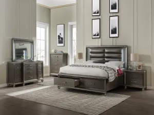 Sadie PU & Dark Champagne Queen Bed