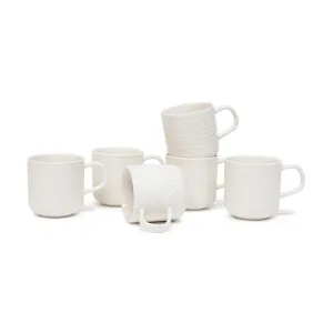 Salt and Pepper Embossed Mugs 300ml (Set of 6)