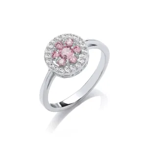 Silver pretty in pink ring