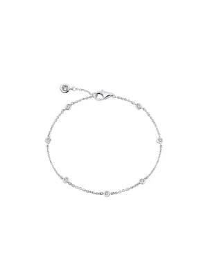 Small Bezel Set Anklet in Platinum