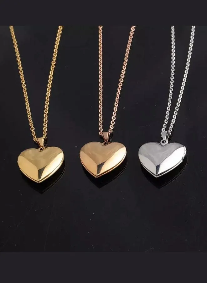 Stainless Steel Photo Locket Necklace Open Heart Pendant Necklaces For Women Jewelry Family Birthday Gift