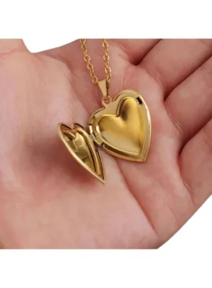 Stainless Steel Photo Locket Necklace Open Heart Pendant Necklaces For Women Jewelry Family Birthday Gift