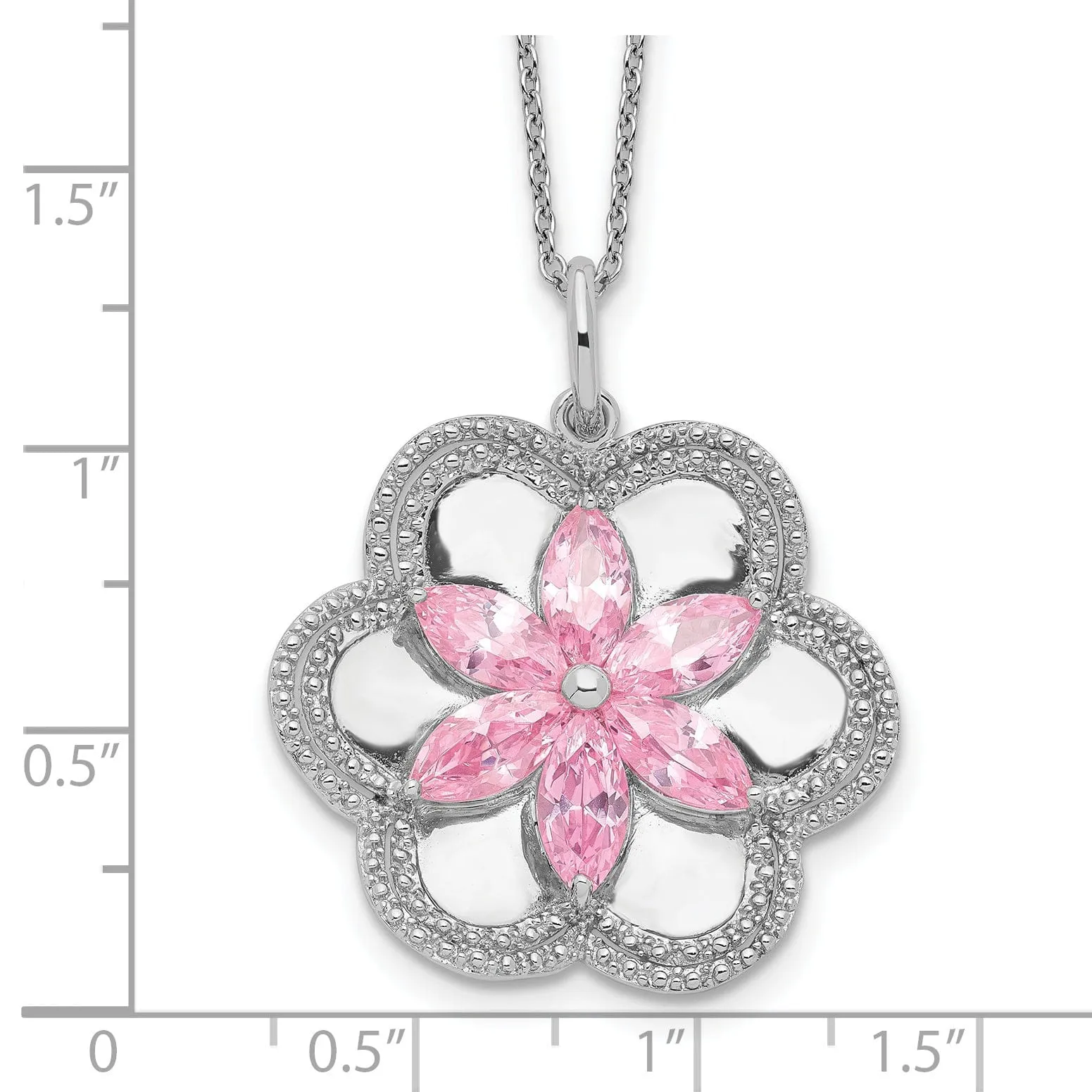 Sterling Silver Pretty Pk Flower Necklace