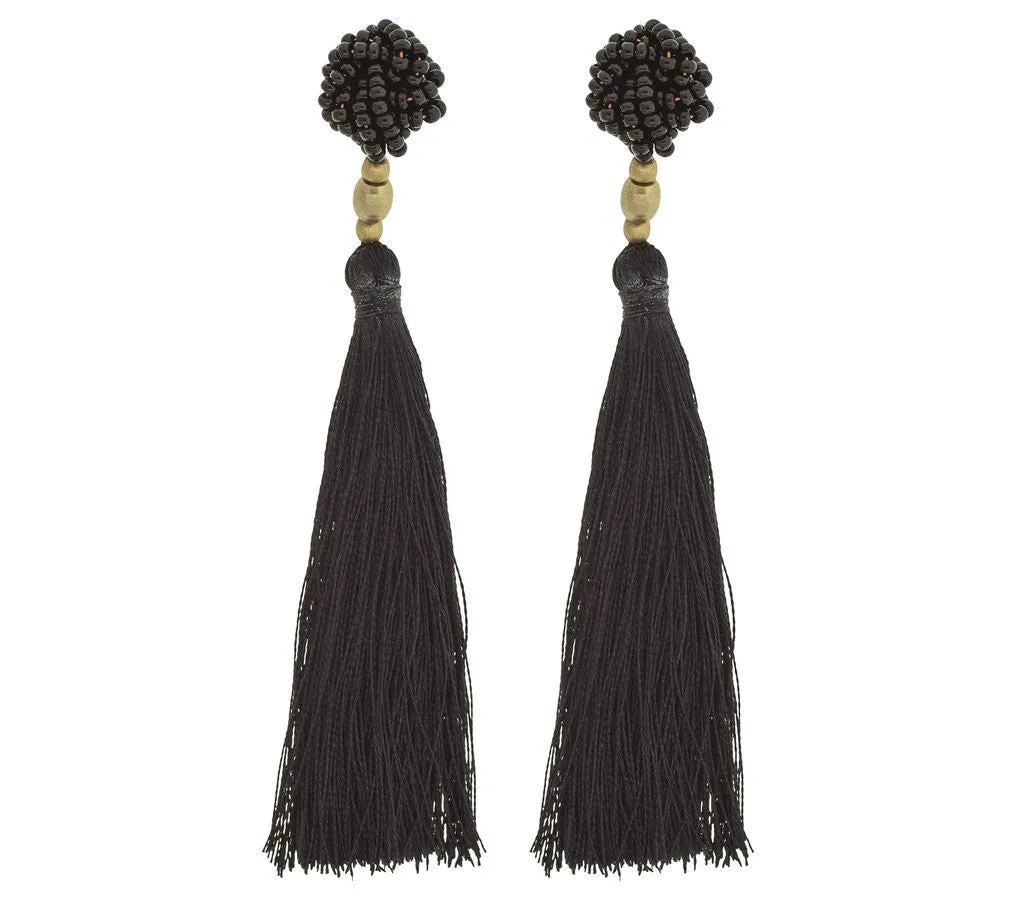 The Rosette Tassel Earring, Black Aid Through Trade