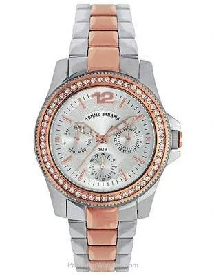 Tommy Bahama Relax Ladies Riviera Two-Tone Crystal Watch - Silver-Tone Dial