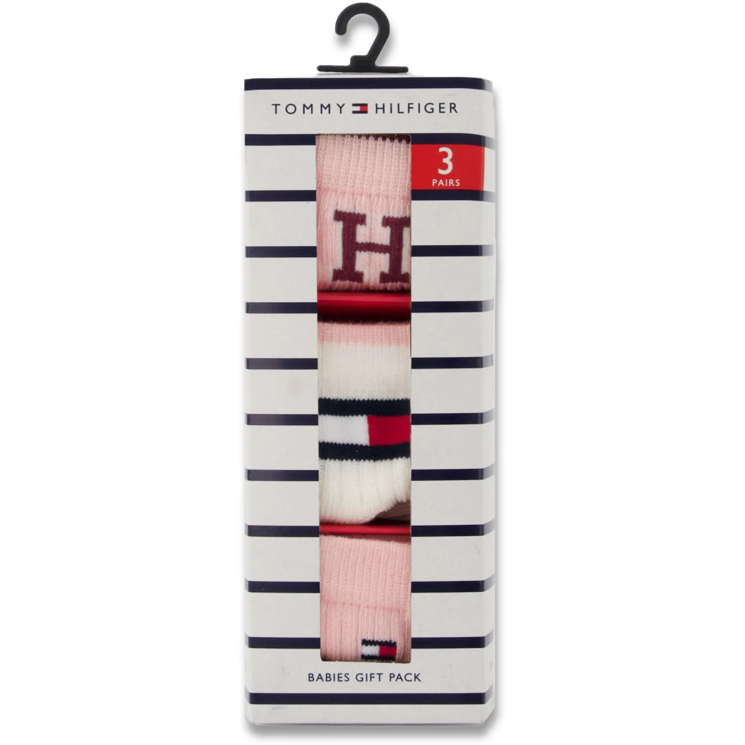 Tommy Hilfiger Soft Pink Baby Socks 3-pack Iconic Giftbox