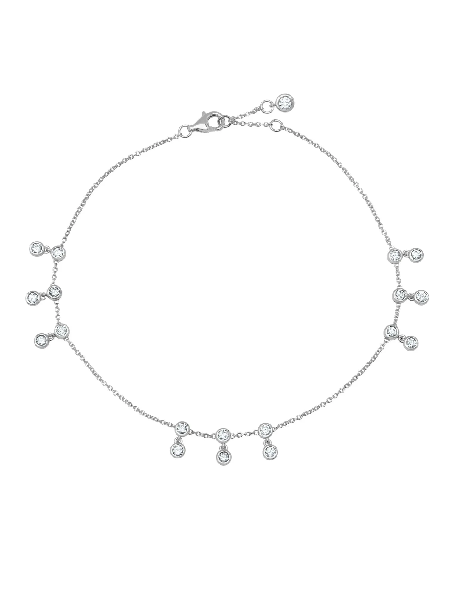 Tri Bezel Anklet in Platinum