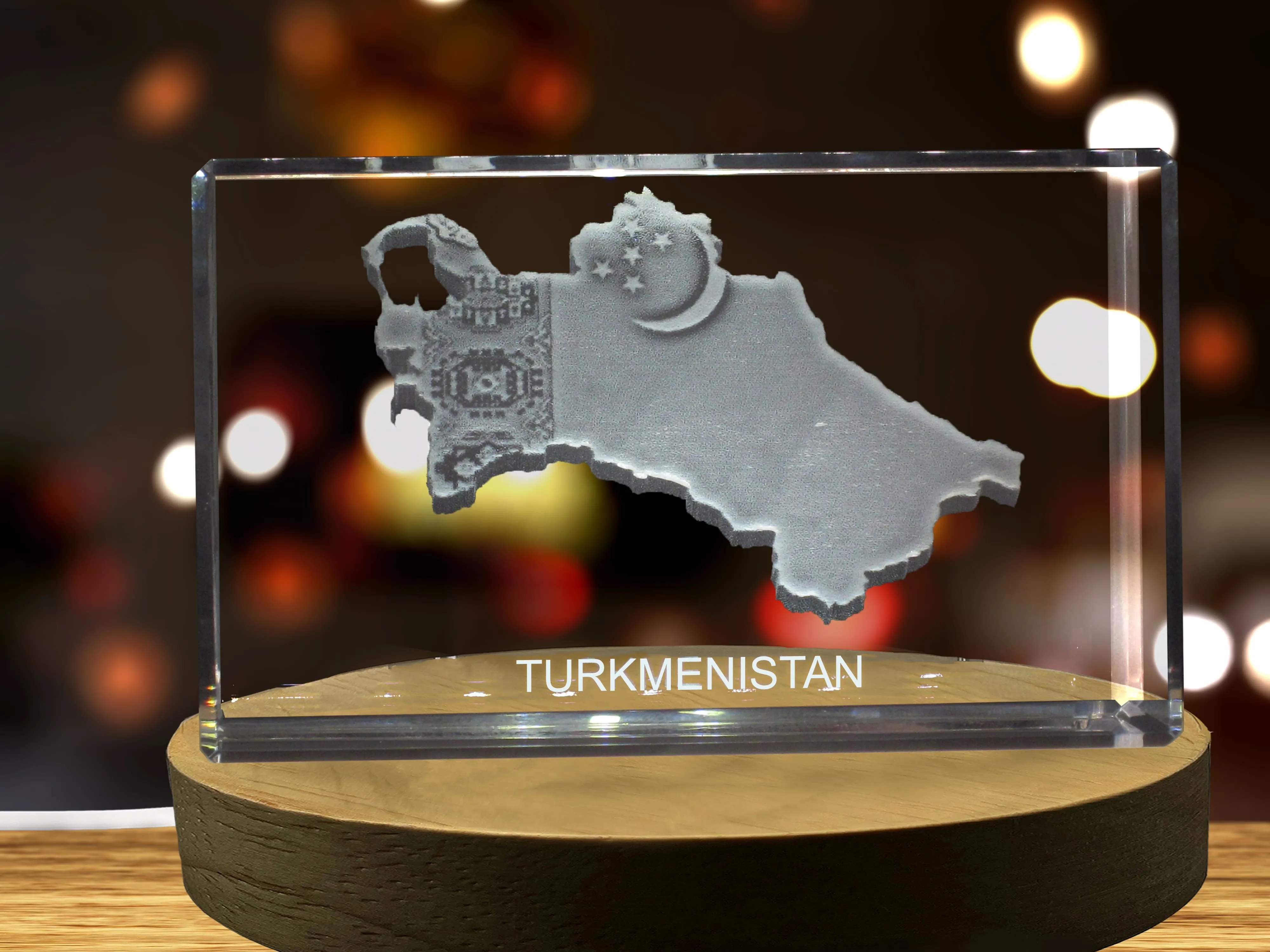 Turkmenistan 3D Engraved Crystal 3D Engraved Crystal Keepsake/Gift/Decor/Collectible/Souvenir