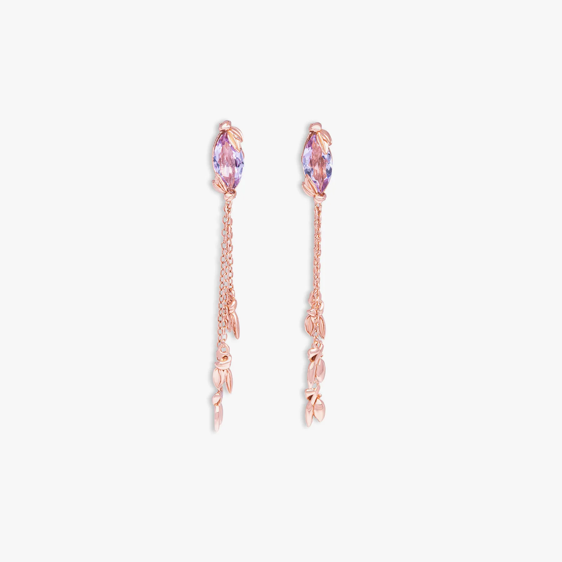 Wild Flower drop earrings in Rose de France amethyst and 14k rose gold plated sterling silver