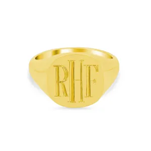 Women's Square Signet Ring - Large - Hand Engraved Roman Monogram